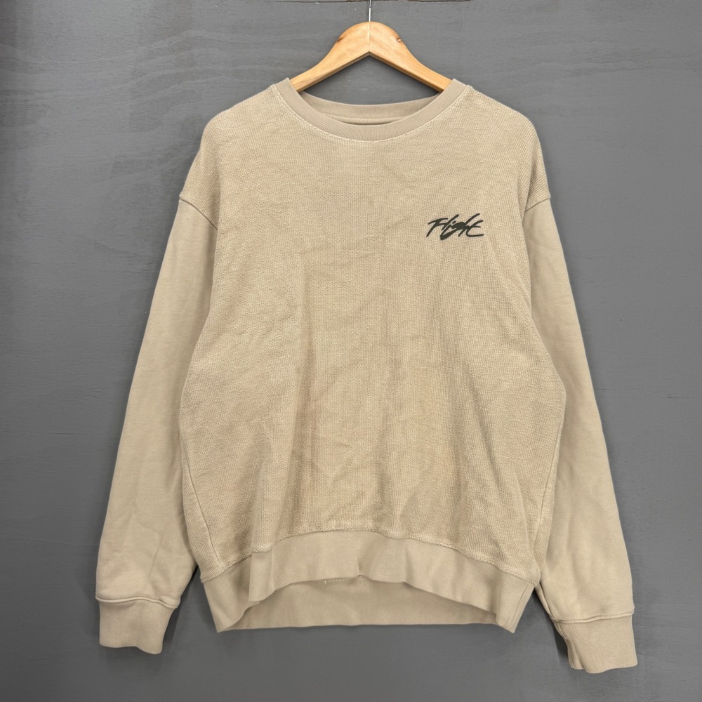 Jordan Heritage Sweatshirt Tan Flight Tour Graphic Waffle Knit Crewneck Large - Picture 2 of 7